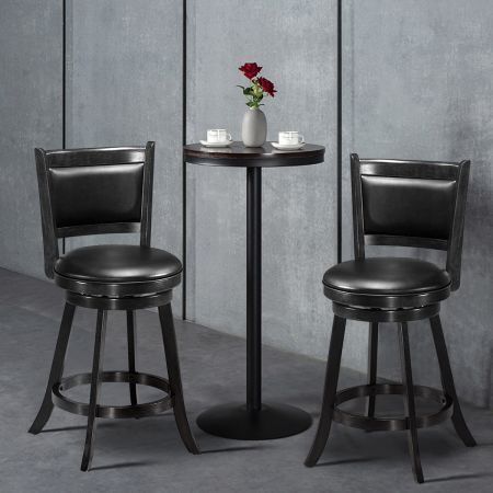Accent Wooden Swivel Bar Height Stool for Dining Room