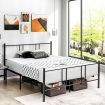 Full/Queen Size Platform Bed Frame with High Headboard and Footboard for Bedroom/Dormitory