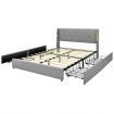 Full/Queen Size Upholstered Bed Frame with 4 Drawers