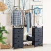 Fabric Drawer Dresser with Clothes Rail Shoe Rack