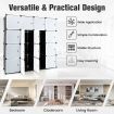 16-Cube Storage Organizer with 16 Doors & 2 Hanging Rods for Clothes