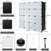 16-Cube Storage Organizer with 16 Doors & 2 Hanging Rods for Clothes