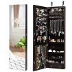 Lockable LED Mirror Jewelry Cabinet with Full Screen Mirror for Bedroom