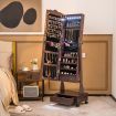 Jewellery Armoire with Full Length Mirror and Built-in LED Lights for Bedroom