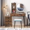 Dressing Table Stool Set with LED Makeup Mirror for Bedroom