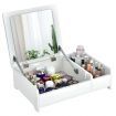 Countertop Vanity Dresser with Flip-Top Mirror and Multifunctional Storage Box for Bedroom