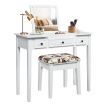 Dressing Table Stool Set with Flip Top Mirror & Storage Drawer