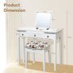 Dressing Table Stool Set with Flip Top Mirror & Storage Drawer