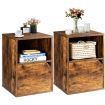 Set of 2 Bedside Table with Open Compartment for Bedroom