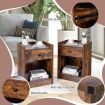 Set of 2 Nightstand with 1 Drawer and Storage Compartment