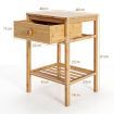 Bamboo Nightstand Bedside Table with Drawer and Open Storage Shelf Natural