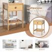 Bamboo Nightstand Bedside Table with Drawer and Open Storage Shelf Natural