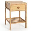 Bamboo Nightstand Bedside Table with Drawer and Open Storage Shelf Natural