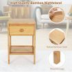 Bamboo Nightstand Bedside Table with Drawer and Open Storage Shelf Natural