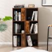 Freestanding 3-tier Bookshelf with 6 Compartments for Living Room/Bedroom