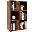 Freestanding 3-tier Bookshelf with 6 Compartments for Living Room/Bedroom