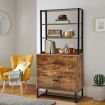 Freestanding 4-Tier Letter Size Lateral File Cabinet with Lock & Bookshelf