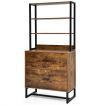 Freestanding 4-Tier Letter Size Lateral File Cabinet with Lock & Bookshelf