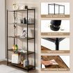 5-Tier Tall Bookshelf with Rustic Wood Grain & Heavy-duty Metal Frame for Home Office