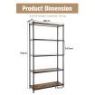 5-Tier Tall Bookshelf with Rustic Wood Grain & Heavy-duty Metal Frame for Home Office