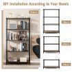 5-Tier Tall Bookshelf with Rustic Wood Grain & Heavy-duty Metal Frame for Home Office