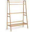 Freestanding Bamboo Clothing Rack with Top Shelf & Shoe Rack