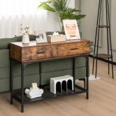 Industrial Behind Couch Table with Drawer & with Anti-Tipping Kit