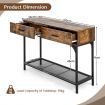 Industrial Behind Couch Table with Drawer & with Anti-Tipping Kit