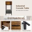 Industrial Behind Couch Table with Drawer & with Anti-Tipping Kit