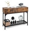 Industrial Behind Couch Table with Drawer & with Anti-Tipping Kit