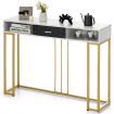 2-tier Faux Marble  Console Table with Drawer & Golden Steel Frame