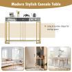 2-tier Faux Marble  Console Table with Drawer & Golden Steel Frame