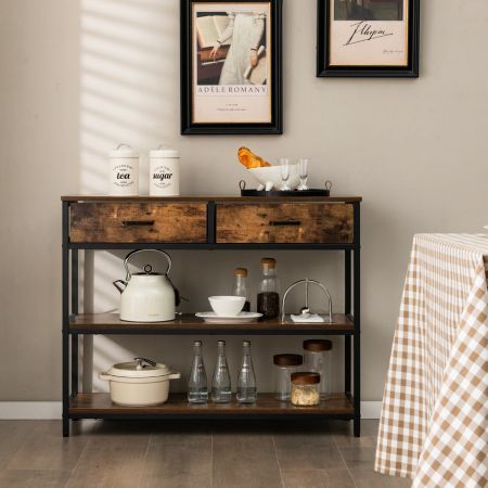 Console Table with 2 Folding Fabric Drawers for Living Room