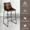 Set of 2 Bar Stool Faux Suede Upholstered with Metal Leg for Kitchen/Dining