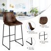 Set of 2 Bar Stool Faux Suede Upholstered with Metal Leg for Kitchen/Dining