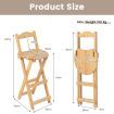 Folding Bamboo Bar Stools with with Footrests & Handles for Dining Room