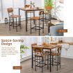 5 Pieces Industrial Dining Set Bar Counter Height Table and 4 Stools