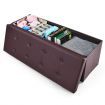 Tufted Faux Leather Folding Storage Ottoman Bench