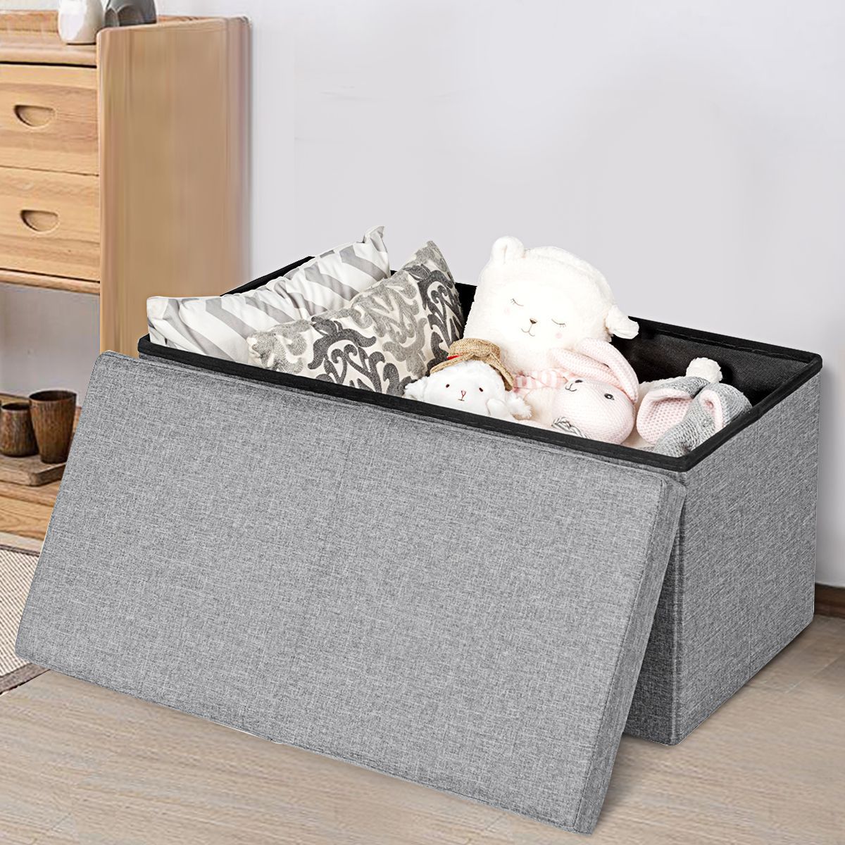 Storage Ottoman with Removable Lid for Bedroom & Entrance