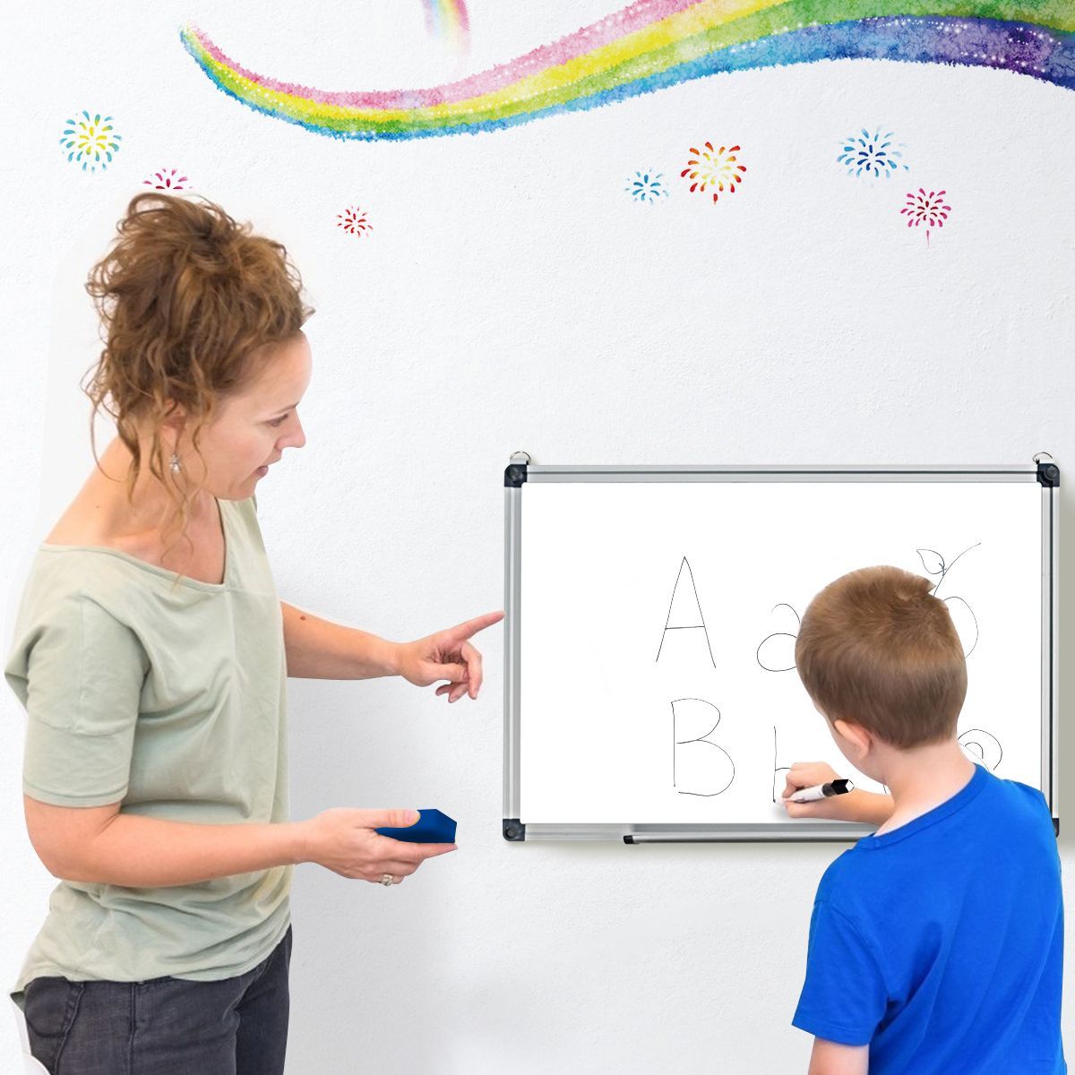 Wall Mounted Dry Erase Board with 3 Dry Erase Markers