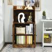 2-Tier Bookshelf with 2 Doors & Adjustable Shelf