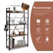 4 -Tier Industrial Bookshelf Open Storage Bookcase Display Shelf for Home Office