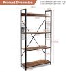 4 -Tier Industrial Bookshelf Open Storage Bookcase Display Shelf for Home Office