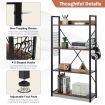 4 -Tier Industrial Bookshelf Open Storage Bookcase Display Shelf for Home Office