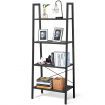 4-Tier Ladder Bookshel with No-Shaking Construction for Office