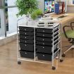 Movable 12-Drawer Storage Trolley with 2 lockable for Home Office