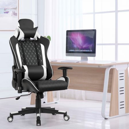 High-Back Racing Chair with Massage Lumbar Support for Office