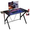 K-shaped Ergonomic Gaming Desk with Video Storage for Home