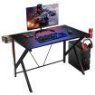 K-shaped Ergonomic Gaming Desk with Video Storage for Home