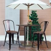 2 Bronzes Metal Chairs Set with Backrest for Bistro